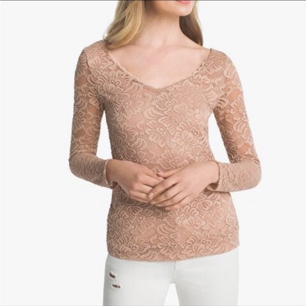 White House Black Market Soft Pink Lace Top✨
